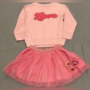 Pink Love Sweatshirt and Skirt Set